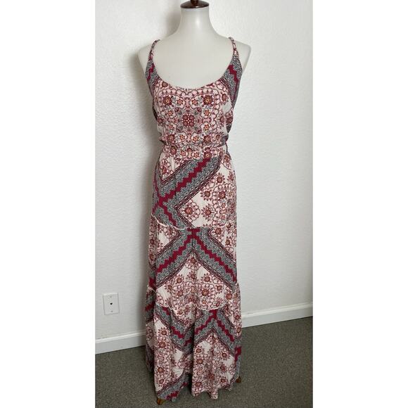 Torrid Tank Dress Maxi Tiered Multicolor Floral Print Tie Back - Picture 1 of 11